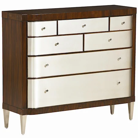 "It's A Wrap" Veneer-Wrapped Brushed Metal Petite Dresser with 7 Drawers and Jewelry Tray